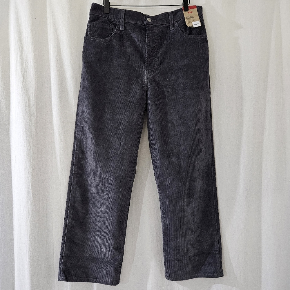 Levi’s Ribcage Straight Ankle Corduroy Pants in Grey Women’s Size 32X27